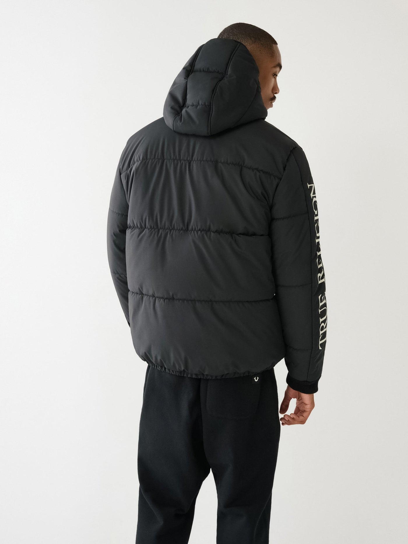 True Religion Puffer Jacket Panel Jet Black