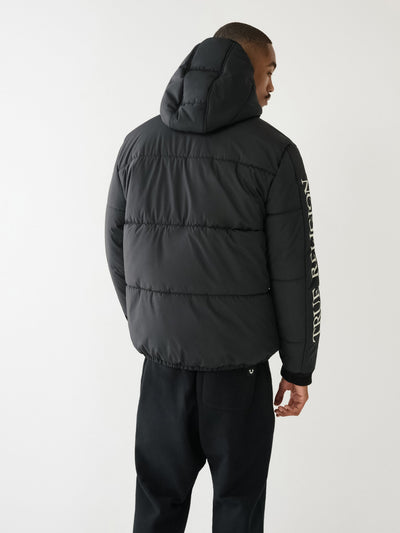 True Religion Puffer Jacket Panel Jet Black
