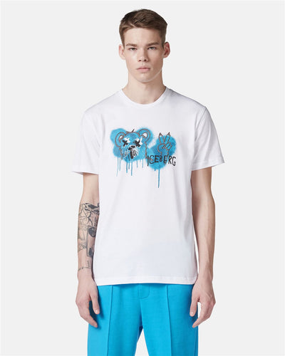 Iceberg Classic Regular Fit White Cotton Jersey T-shirt