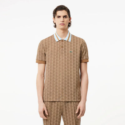 Lacoste Contrast Collar Monogram Polo Shirt