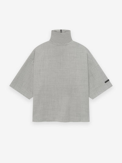 Wool Canvas High Neck Short Sleeve Shirt
