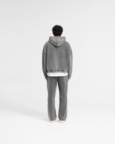 Initial Boxy Zip Through Hoodie - Vintage Grey