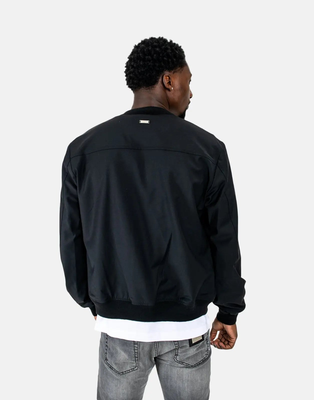 Les Hommes Lightweight Black Bomber Jacket