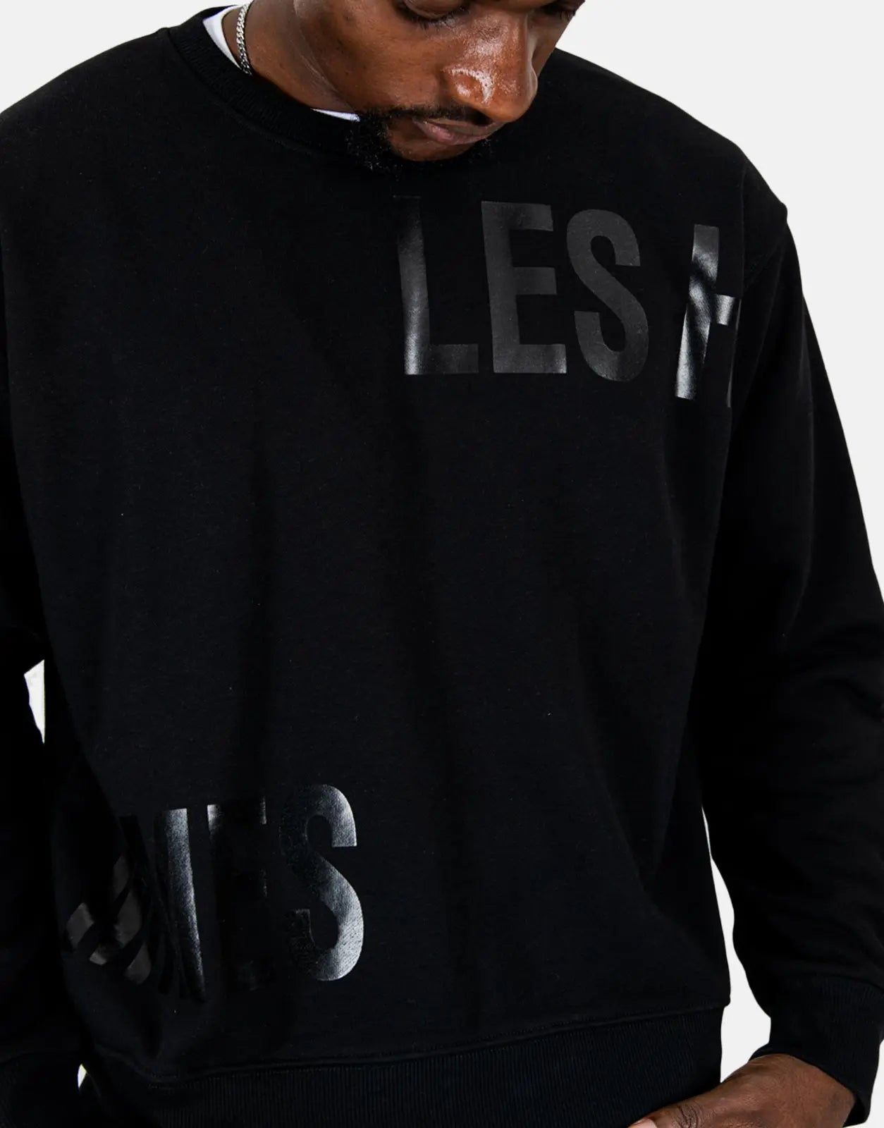 Les Hommes Multi Font Black Sweatshirt