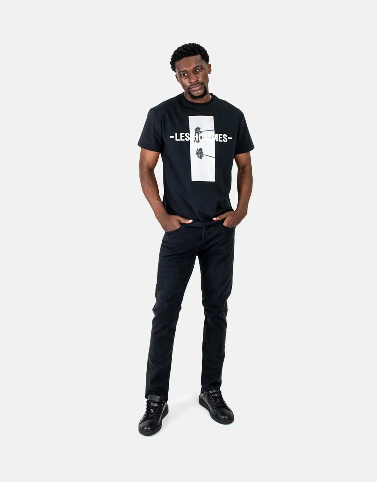 Les Hommes Palm Tree Black T-Shirt