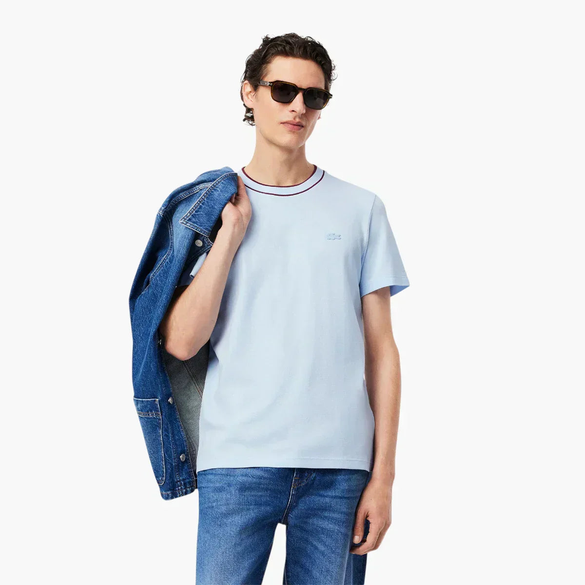 Stretch Piqué Stripe Collar T-Shirt