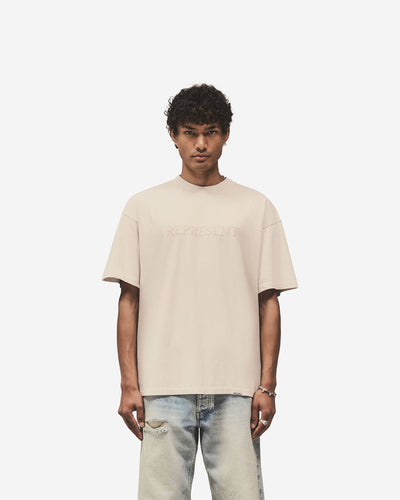 Embroidered Serif Logo T-Shirt - Concrete