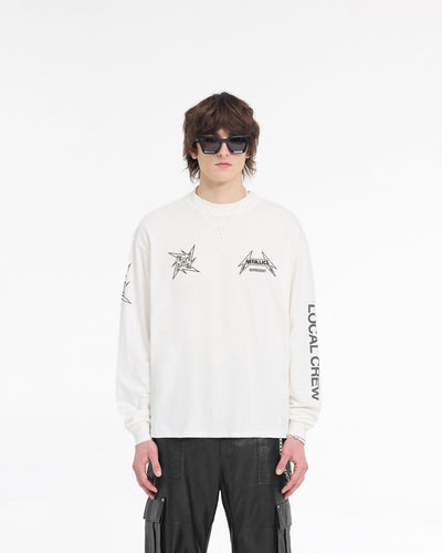 Represent X Metallica Local Crew Long Sleeve T-Shirt - Flat White